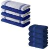 imageInfinitee Xclusives Pack of 4 Navy Bath Towels  Pack of 6 Blue Kitchen Towels  100 Cotton Terry Towels for Luxury Hotel ampamp Spa Quality