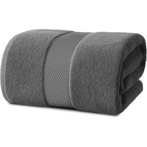 Infinitee Xclusives – Luxury Bath Sheets Towels – 1 Pack 600 GSM (35X70 Inches) – 100% Ring Spun Cotton Large Bath Towels for Bathroom (Brilliant White, Bath Sheets – Pack 1)(Shadow Grey)