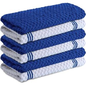 Infinitee Xclusives 100% Cotton Kitchen Towels – 15×25 Inch Ultra Soft Tea Towel, Super Absorbent Terry Dish Towels for Kitchen Linens |Blue|(Mighty Blue)