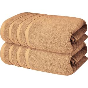 Infinitee Xclusives 100% Cotton Luxury Bath Towels Set of 2 (27×54 Inches) (Brilliant White, Bath Towels – Pack 2)(Cosmic Sand)