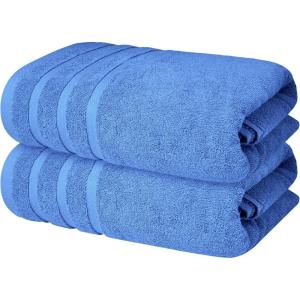 Infinitee Xclusives 100% Cotton Luxury Bath Towels Set of 2 (27×54 Inches) (Brilliant White, Bath Towels – Pack 2)(Eloquent Blue)