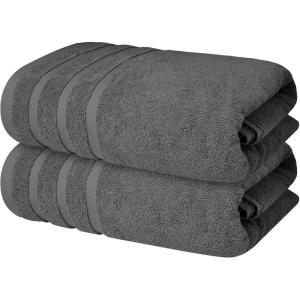 Infinitee Xclusives 100% Cotton Luxury Bath Towels Set of 2 (27×54 Inches) (Brilliant White, Bath Towels – Pack 2)(Shadow Grey)