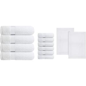 Infinitee Xclusives Luxury 100% Ring-Spun Cotton White Bath Towels Set of 4 (27×54 inches) – Luxury 100% Ring-Spun Cotton Hand Towels for Bathroom Set of 6 (16×28 inches)