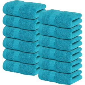 Infinitee Xclusives Luxury 100% Ring-Spun Cotton White Bath Towels Set of 4 (27×54 inches) – Soft, Absorbent & Quick-Drying Towels for Bathroom, Gym, Spa & Hotel Use (Brilliant White, Bath Towels)(Serene Teal)