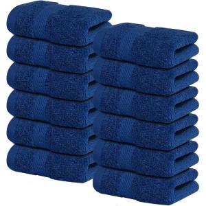 Infinitee Xclusives Luxury 100% Ring-Spun Cotton White Bath Towels Set of 4 (27×54 inches) – Soft, Absorbent & Quick-Drying Towels for Bathroom, Gym, Spa & Hotel Use (Brilliant White, Bath Towels)(Tranquil Navy)
