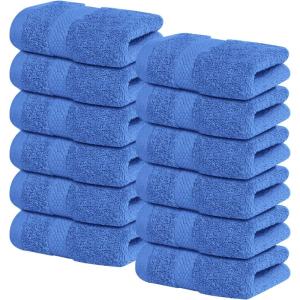 Infinitee Xclusives Luxury 100% Ring-Spun Cotton White Bath Towels Set of 4 (27×54 inches) – Soft, Absorbent & Quick-Drying Towels for Bathroom, Gym, Spa & Hotel Use (Brilliant White, Bath Towels)(Eloquent Blue)
