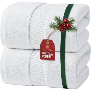 Infinitee Xclusives– Luxury Bath Sheets Towels – 2 Pack 600 GSM (35X70 Inches)– 100% Ring Spun Cotton Large Bath Towels for Bathroom (Brilliant White, Bath Sheet Pack of 2)(Brilliant White)
