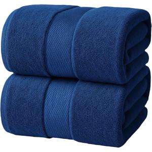 Infinitee Xclusives– Luxury Bath Sheets Towels – 2 Pack 600 GSM (35X70 Inches)– 100% Ring Spun Cotton Large Bath Towels for Bathroom (Shadow Grey, Bath Sheet Pack of 2)(Tranquil Navy)