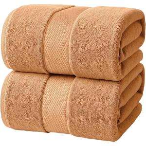 Infinitee Xclusives– Luxury Bath Sheets Towels – 2 Pack 600 GSM (35X70 Inches)– 100% Ring Spun Cotton Large Bath Towels for Bathroom (Shadow Grey, Bath Sheet Pack of 2)(Cosmic Sand)