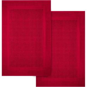 Infinitee Xclusives Premium Cotton Bath Mats for Bathroom – Pack of 2 | 34×22 Inches | Ultra Soft, Super Absorbent, Non-Slip, Machine Washable Mats (White) [Not a Rug](Burgundy)