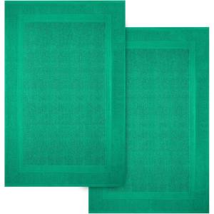 Infinitee Xclusives Premium Cotton Bath Mats for Bathroom – Pack of 2 | 34×22 Inches | Ultra Soft, Super Absorbent, Non-Slip, Machine Washable Mats (White) [Not a Rug](Vivid Green)