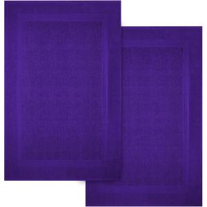 Infinitee Xclusives Premium Cotton Bath Mats for Bathroom – Pack of 2 | 34×22 Inches | Ultra Soft, Super Absorbent, Non-Slip, Machine Washable Mats (White) [Not a Rug](Profound Purple)