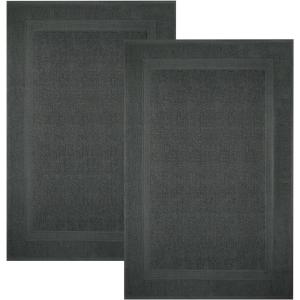 Infinitee Xclusives Premium Cotton Bath Mats for Bathroom – Pack of 2 | 34×22 Inches | Ultra Soft, Super Absorbent, Non-Slip, Machine Washable Mats (White) [Not a Rug](Shadow Grey)