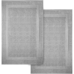 Infinitee Xclusives Premium Cotton Bath Mats for Bathroom – Pack of 2 | 34×22 Inches | Ultra Soft, Super Absorbent, Non-Slip, Machine Washable Mats (White) [Not a Rug](Charming Grey)