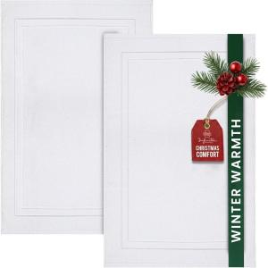 Infinitee Xclusives Premium Cotton Bath Mats for Bathroom – Pack of 2 | 34×22 Inches | Ultra Soft, Super Absorbent, Non-Slip, Machine Washable Mats (White) [Not a Rug](White)