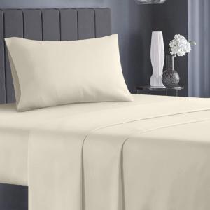 Infinitee Xclusives Twin Sheet Set of 3 |Beige| 16-inch Deep Pocket Twin Sheets – Soft Brushed Microfiber Twin Bed Sheets – Easy Fit, and Wrinkle-Free