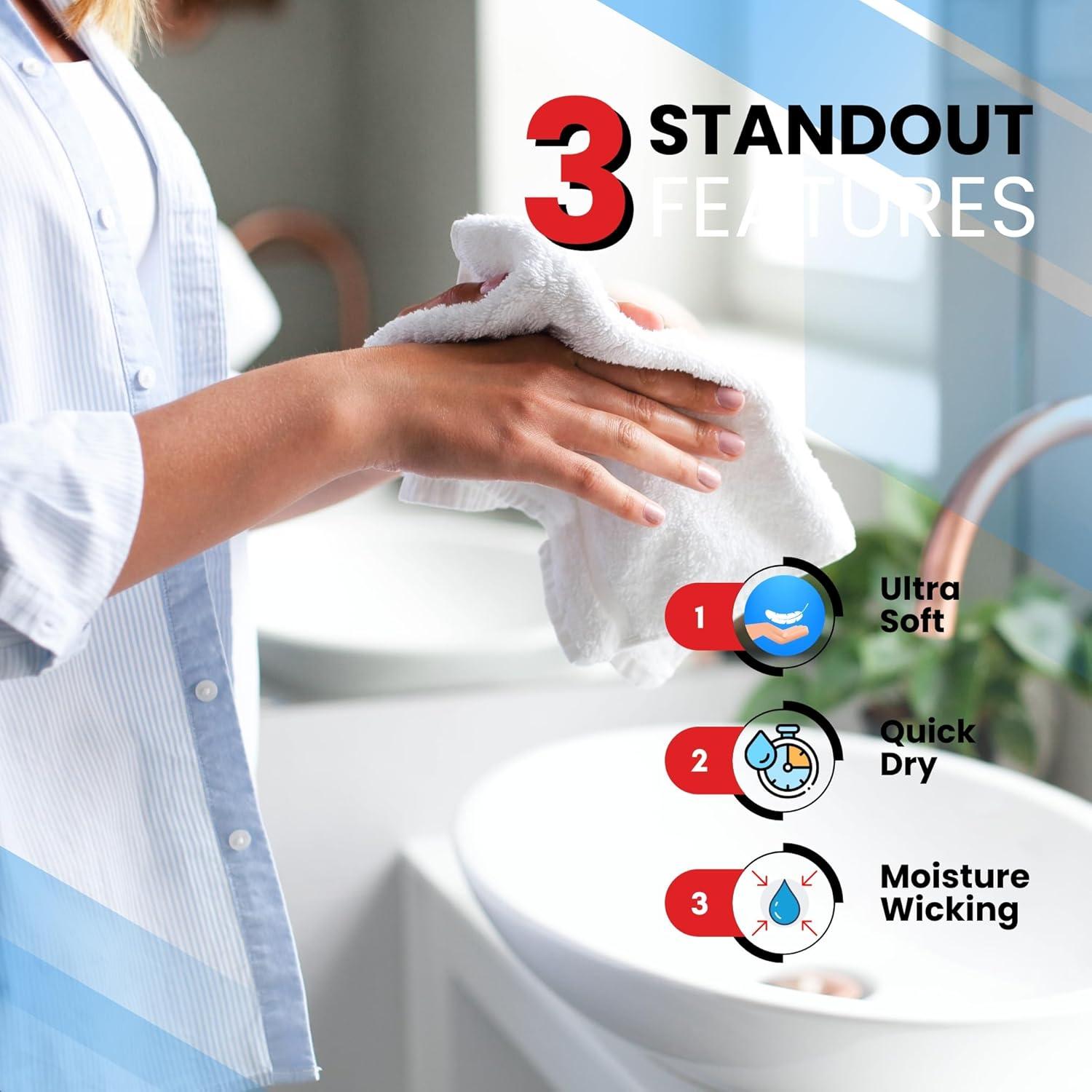 imageInfinitee Exclusive Grey Towel Bundle  Includes 4 Washcloths and 6 Hand Towels  Soft Absorbent Cotton Bathroom Towel Set