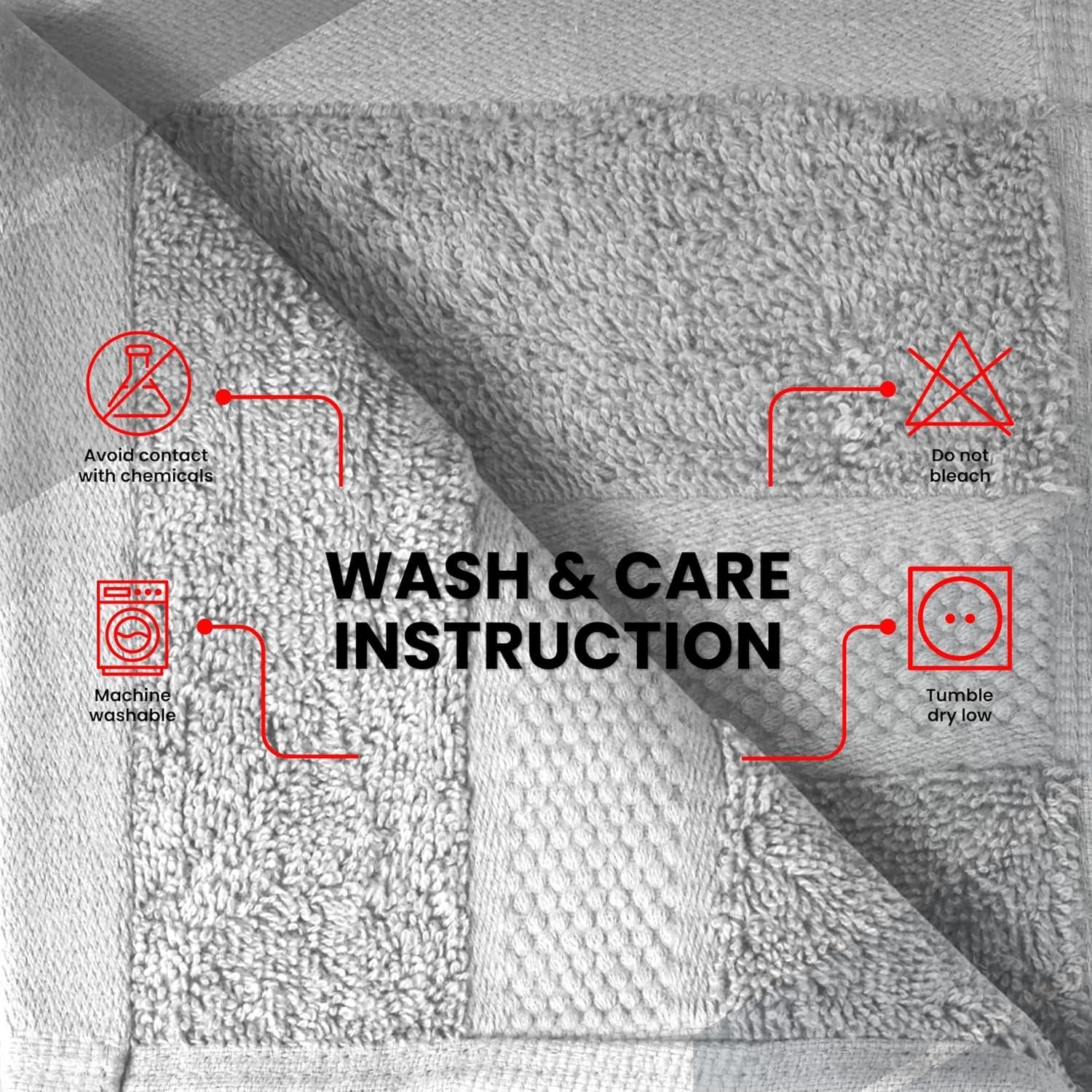 imageInfinitee Exclusive Grey Towel Bundle  Includes 4 Washcloths and 6 Hand Towels  Soft Absorbent Cotton Bathroom Towel Set