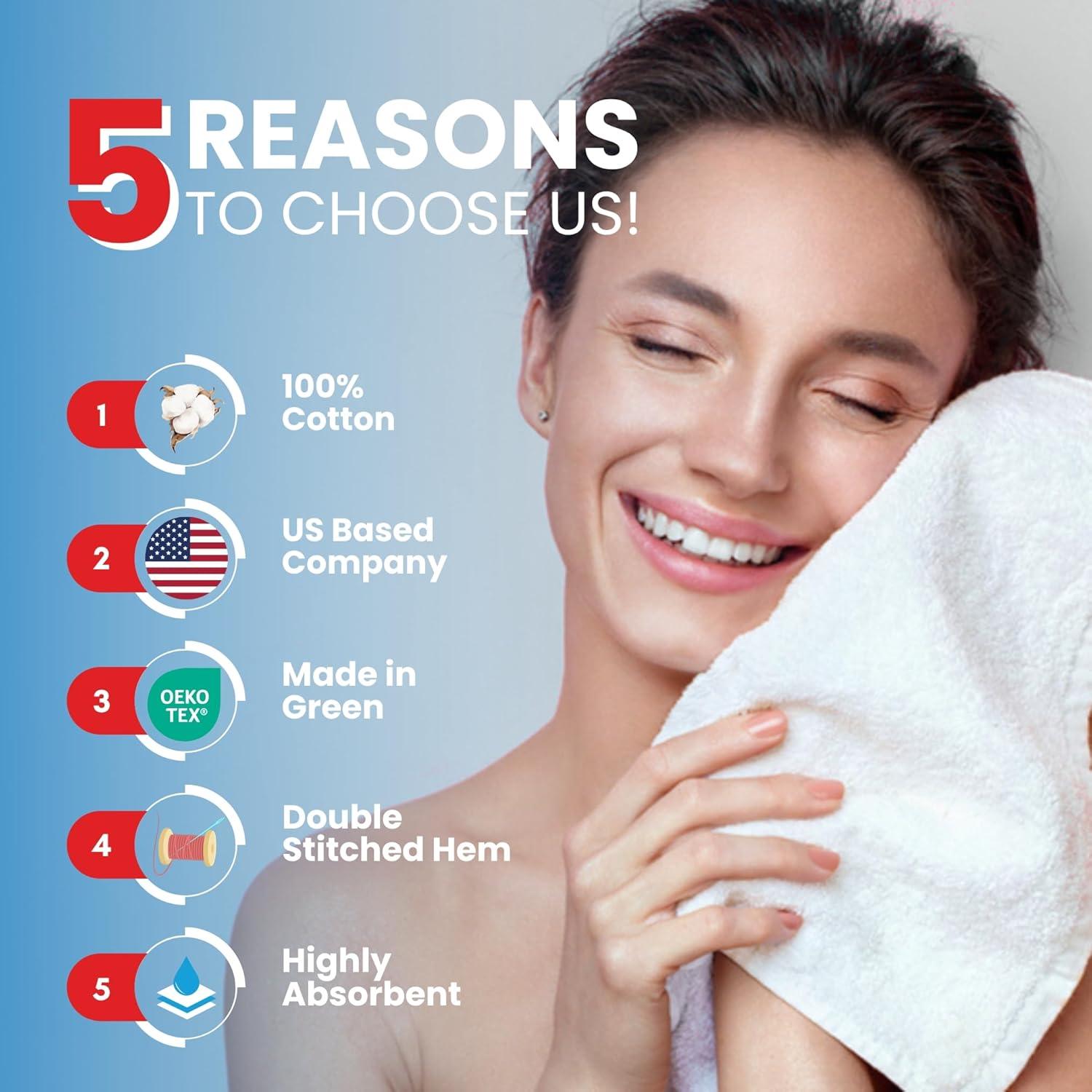 imageInfinitee Exclusive Grey Towel Bundle  Includes 4 Washcloths and 6 Hand Towels  Soft Absorbent Cotton Bathroom Towel Set