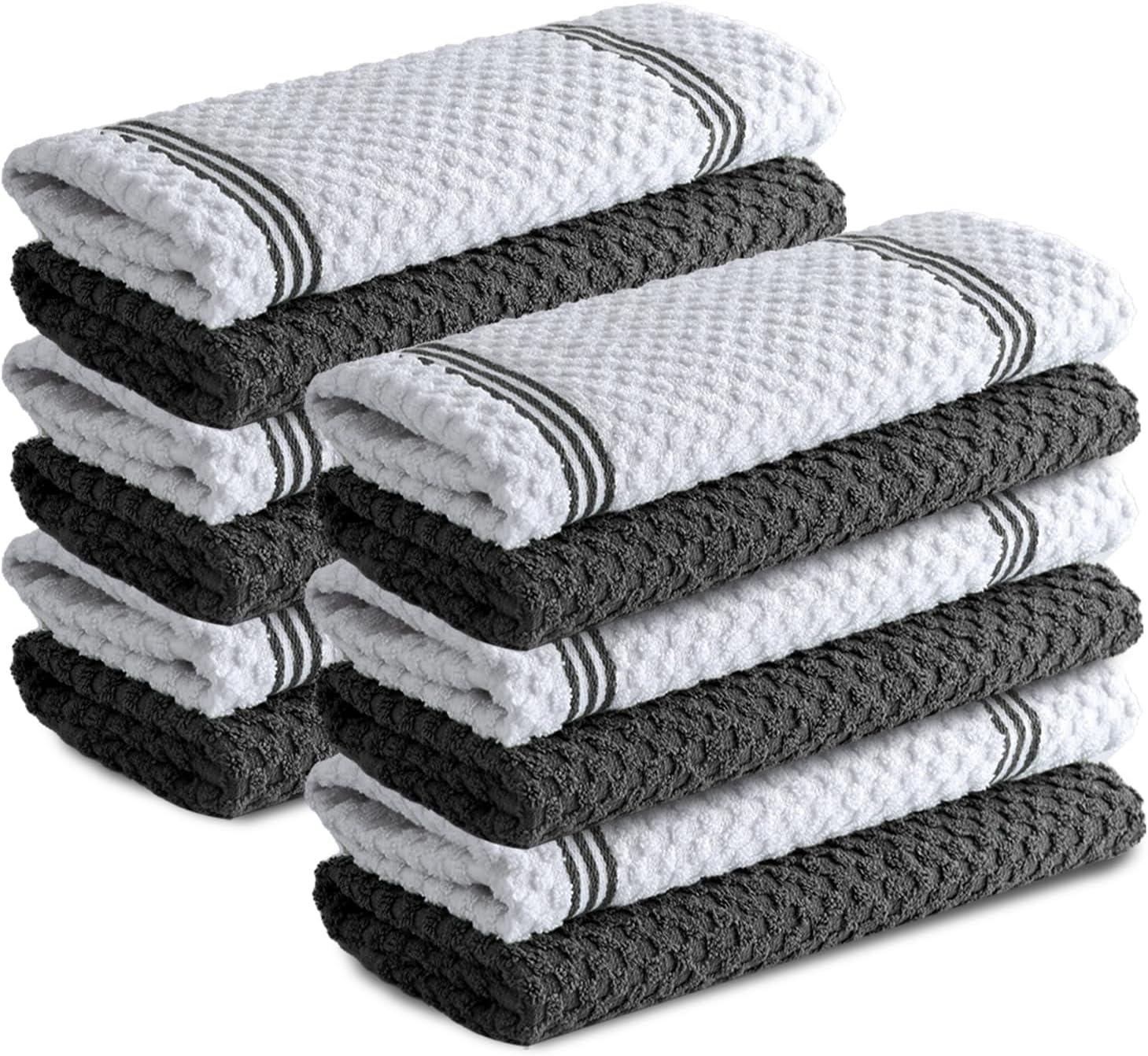 imageInfinitee Xclusives MultiPack Bundle of Grey Kitchen Towels Includes 6 amp 12 Pack Soft Absorbent Cotton Tea Towels