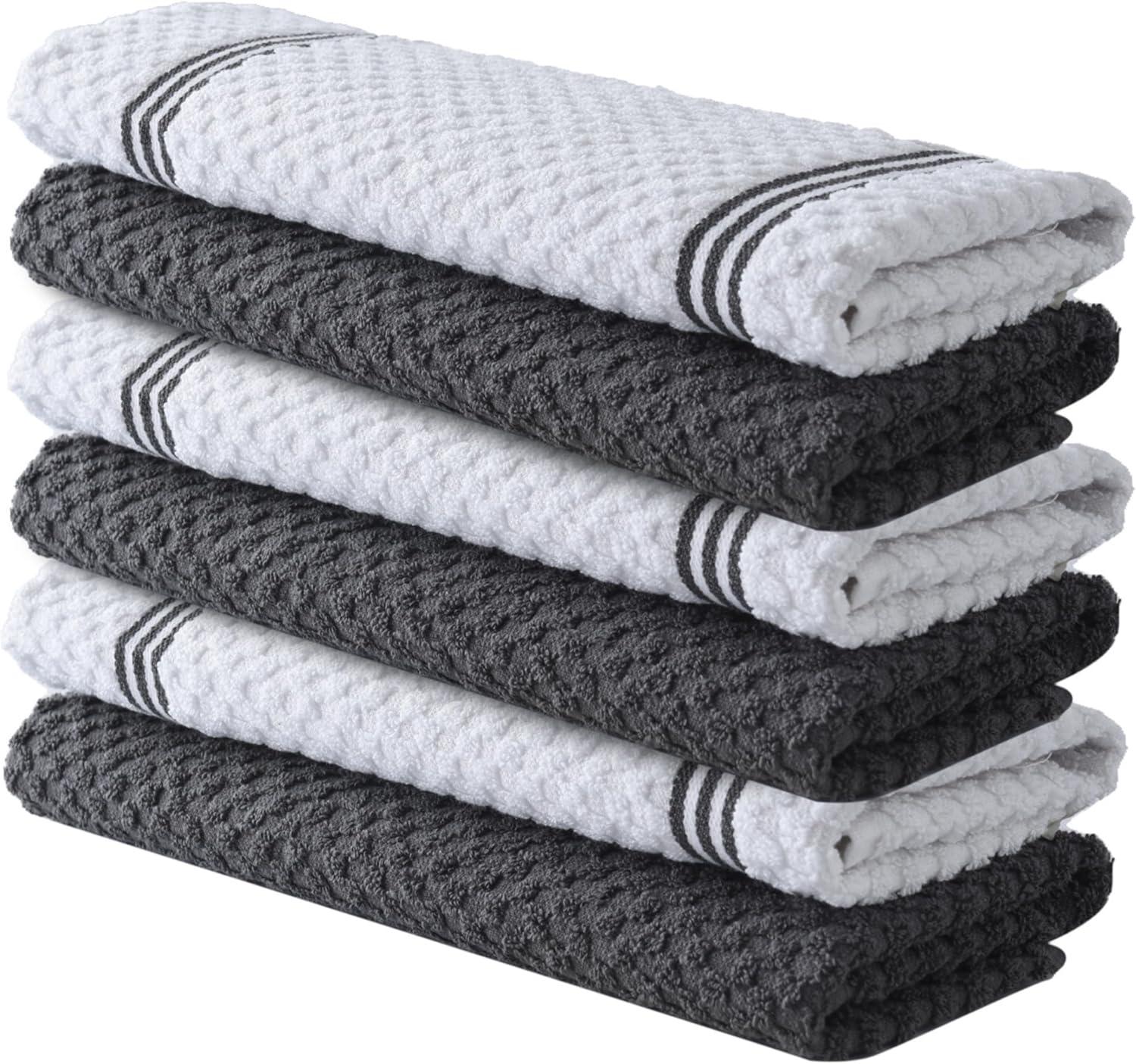 imageInfinitee Xclusives MultiPack Bundle of Grey Kitchen Towels Includes 6 amp 12 Pack Soft Absorbent Cotton Tea Towels