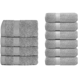 Infinitee Xclusives Grey Towel Bundle – Includes 4 Washcloths and 6 Hand Towels – Soft Absorbent Cotton Bathroom Towel Set