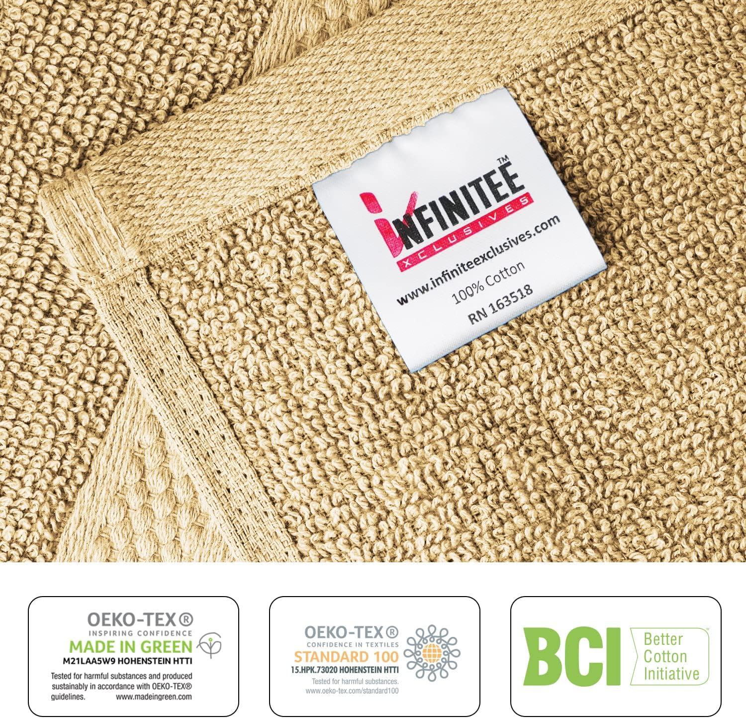 imageInfinitee Xclusives Premium Kitchen Towels Yellow Pack of 12 100 Cotton Kitchen Hand Towels 15 x 25 Inches 12 Pack Premium Beige Wash Cloths and Face Towels 13x13 100 Cotton