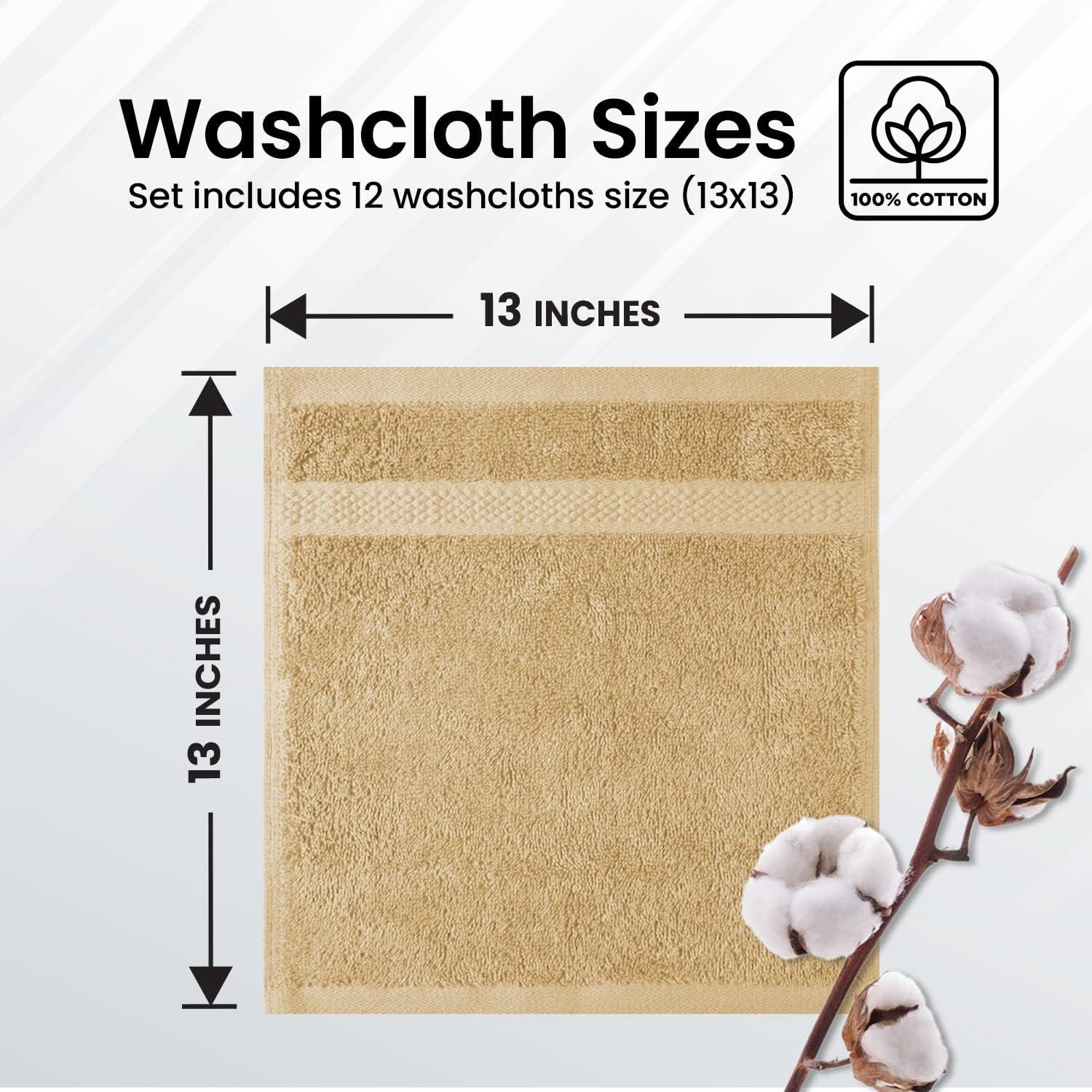 imageInfinitee Xclusives Premium Yellow Kitchen Towels Pack of 6 15 x 25 Inches 100 Cotton Highly Absorbent 12 Pack Premium Beige Wash Cloths and Face Towels 13x13 100 Cotton