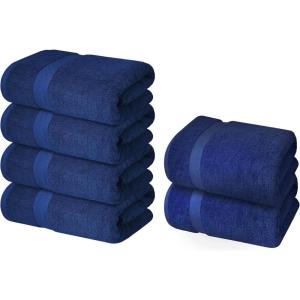Infinitee Xclusives Grey Cotton Bath Towels Set of 4-27×54 Inches, Soft, Absorbent, Quick Dry, Durable -Tranquil Navy Bath Sheets Towels for Adults – 2 Pack Extra Large Bath Towels 35×70-100% Cotton