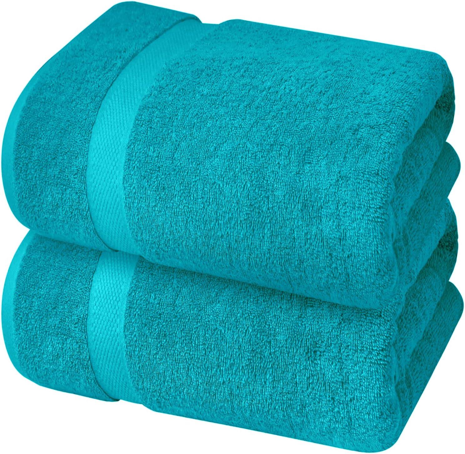 imageInfinitee Xclusives Teal Cotton Bath Towels Set of 427x54 Inches Soft Absorbent Quick Dry Durable Grey Bath Sheets Towels for Adults 2 Pack Extra Large Bath Towels 35x70100 Soft Cotton