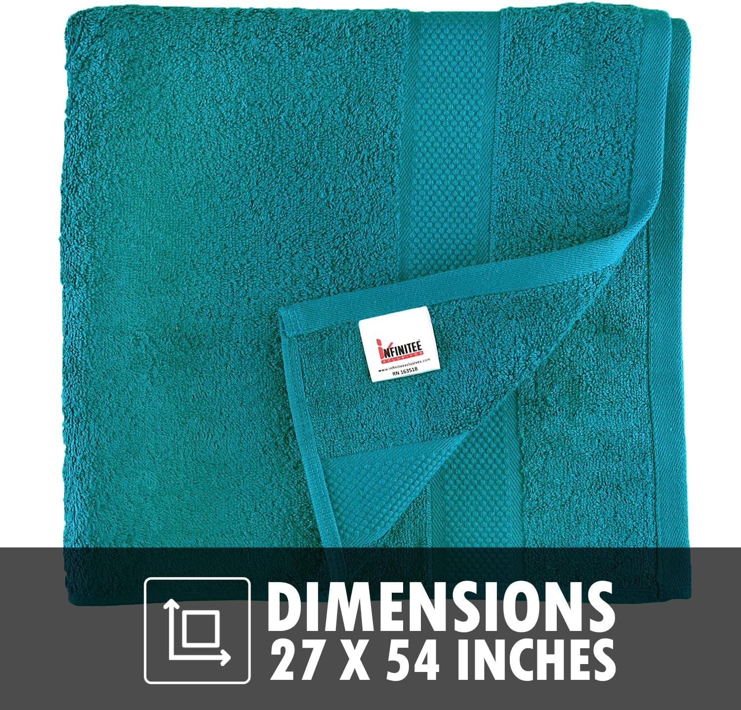 imageInfinitee Xclusives Teal Cotton Bath Towels Set of 427x54 Inches Soft Absorbent Quick Dry Durable Grey Bath Sheets Towels for Adults 2 Pack Extra Large Bath Towels 35x70100 Soft Cotton