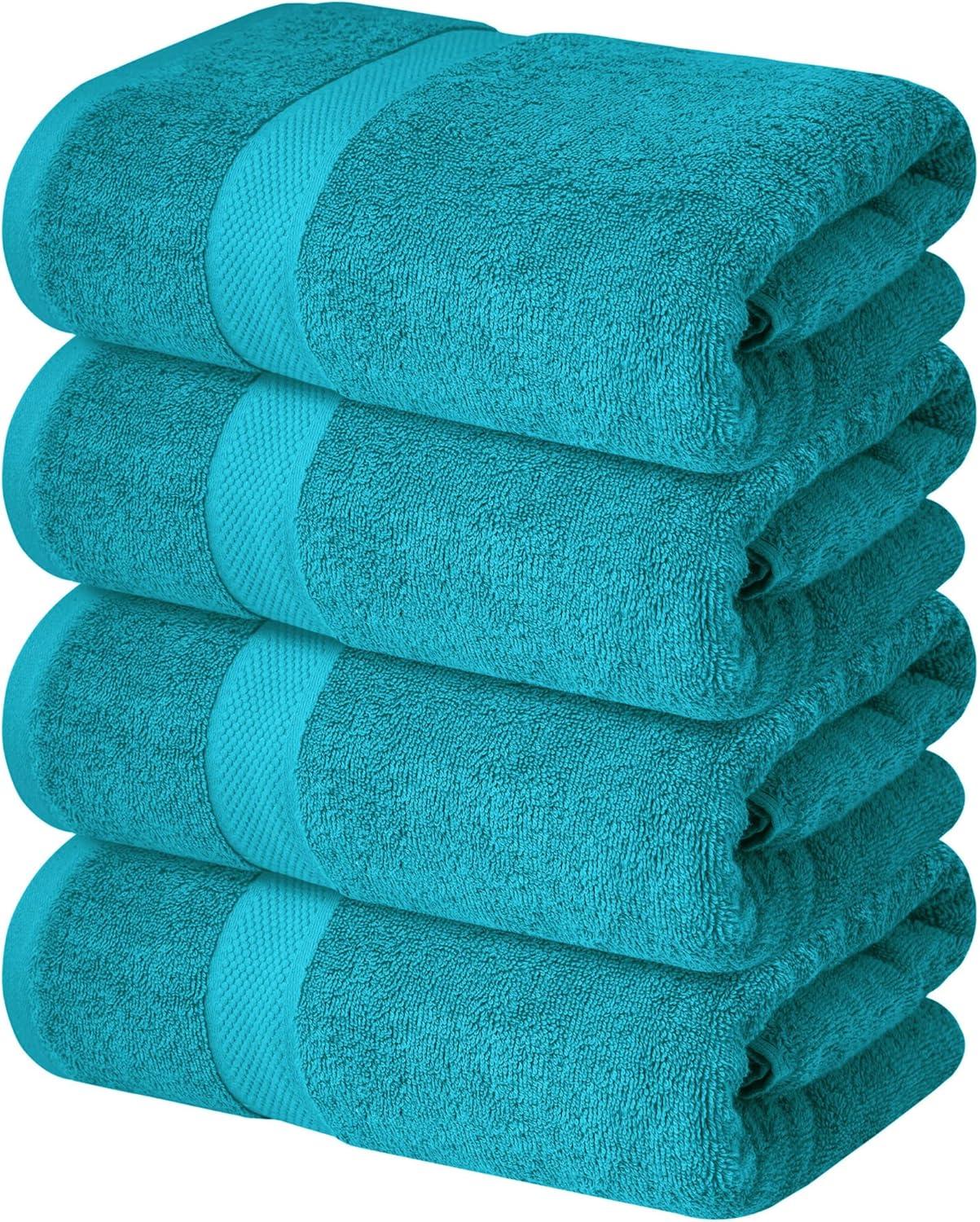 imageInfinitee Xclusives Teal Cotton Bath Towels Set of 427x54 Inches Soft Absorbent Quick Dry Durable Grey Bath Sheets Towels for Adults 2 Pack Extra Large Bath Towels 35x70100 Soft Cotton