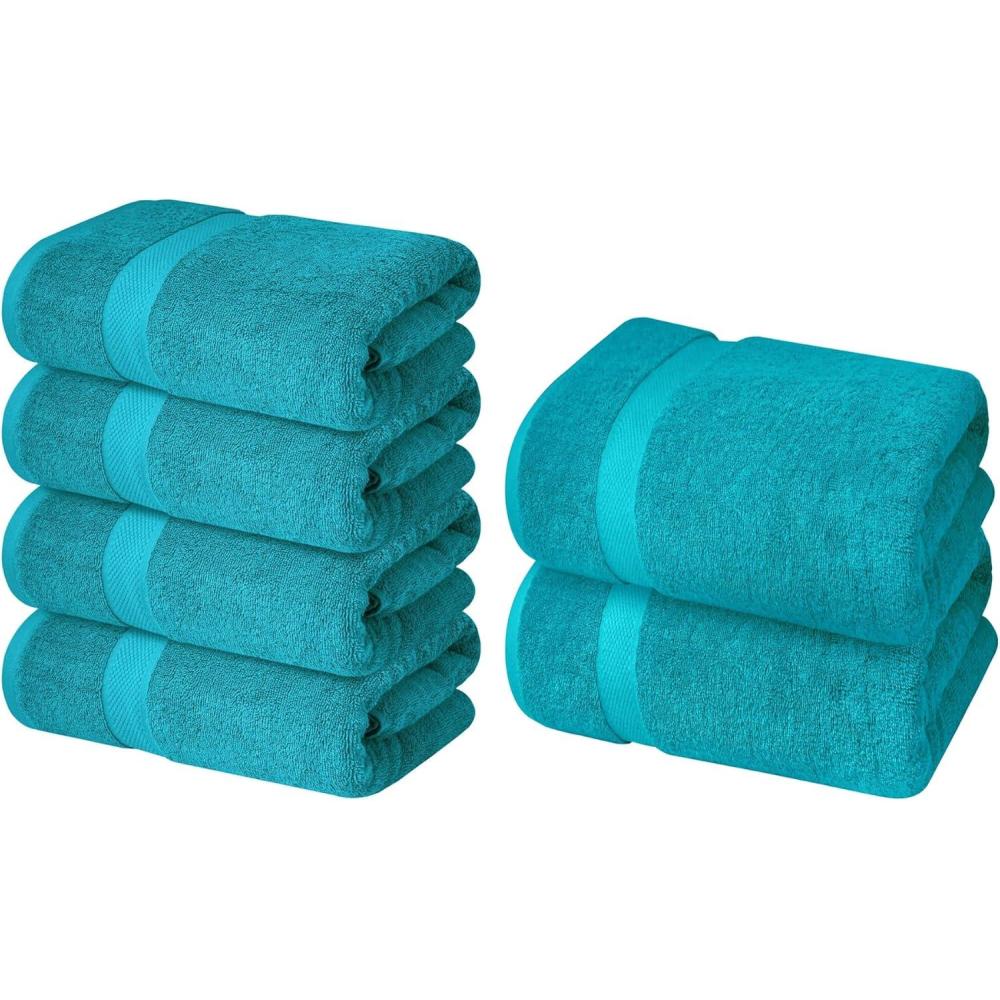 imageInfinitee Xclusives Teal Cotton Bath Towels Set of 427x54 Inches Soft Absorbent Quick Dry Durable Grey Bath Sheets Towels for Adults 2 Pack Extra Large Bath Towels 35x70100 Soft Cotton