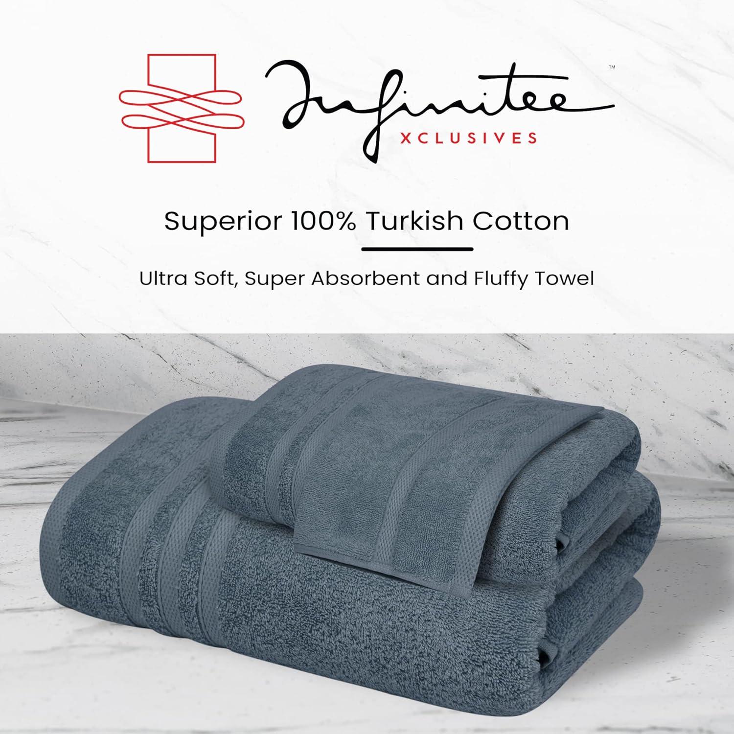 imageInfinitee Xclusives 6 Piece Premium Towel Set 2 Bath Towels 2 Hand Towels and 2 Wash Cloths 100 Ring Spun Turkish Cotton Highly Absorbent Towels for Bathroom Gym Hotel and Spa Dusty Blue