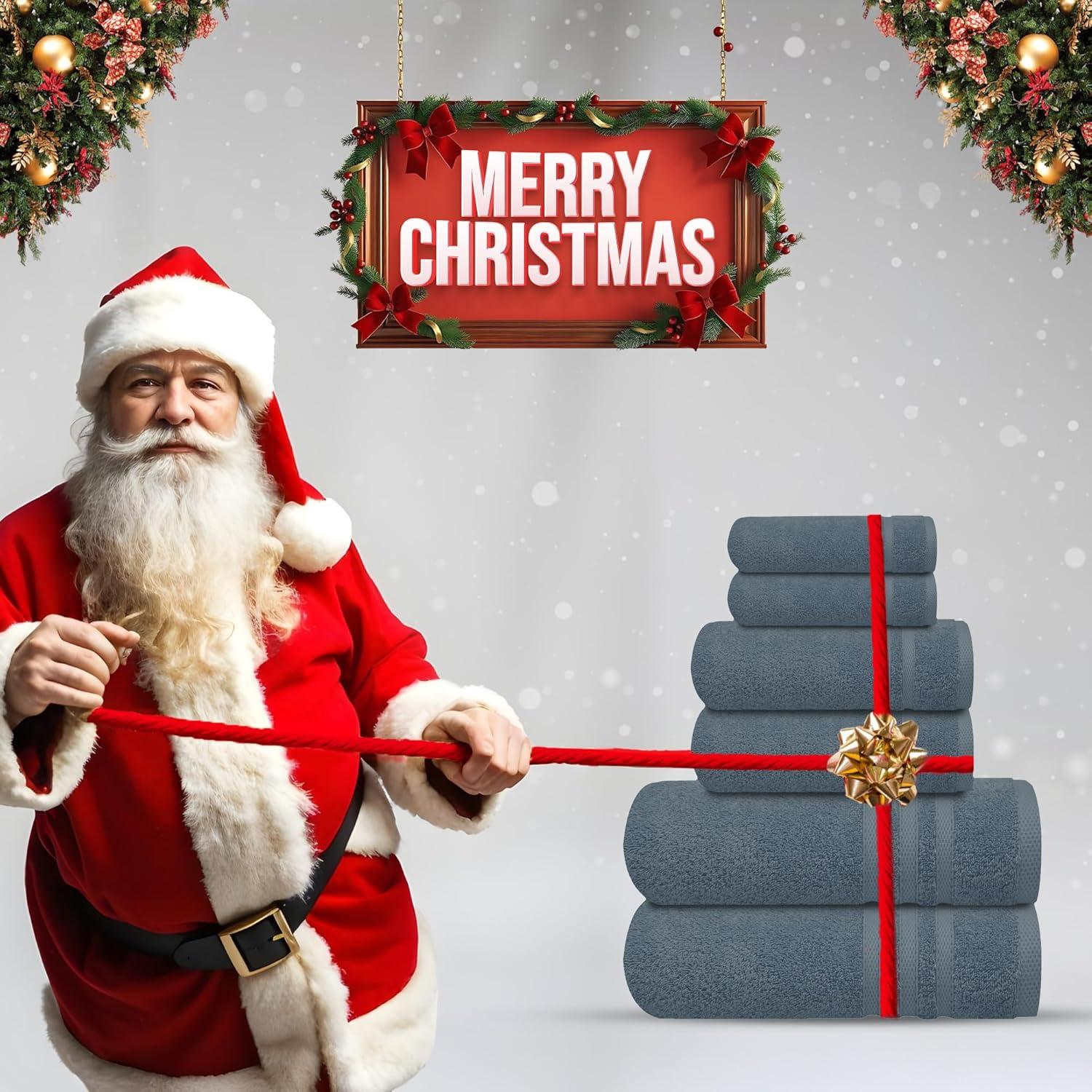 imageInfinitee Xclusives 6 Piece Premium Towel Set 2 Bath Towels 2 Hand Towels and 2 Wash Cloths 100 Ring Spun Turkish Cotton Highly Absorbent Towels for Bathroom Gym Hotel and Spa Dusty Blue