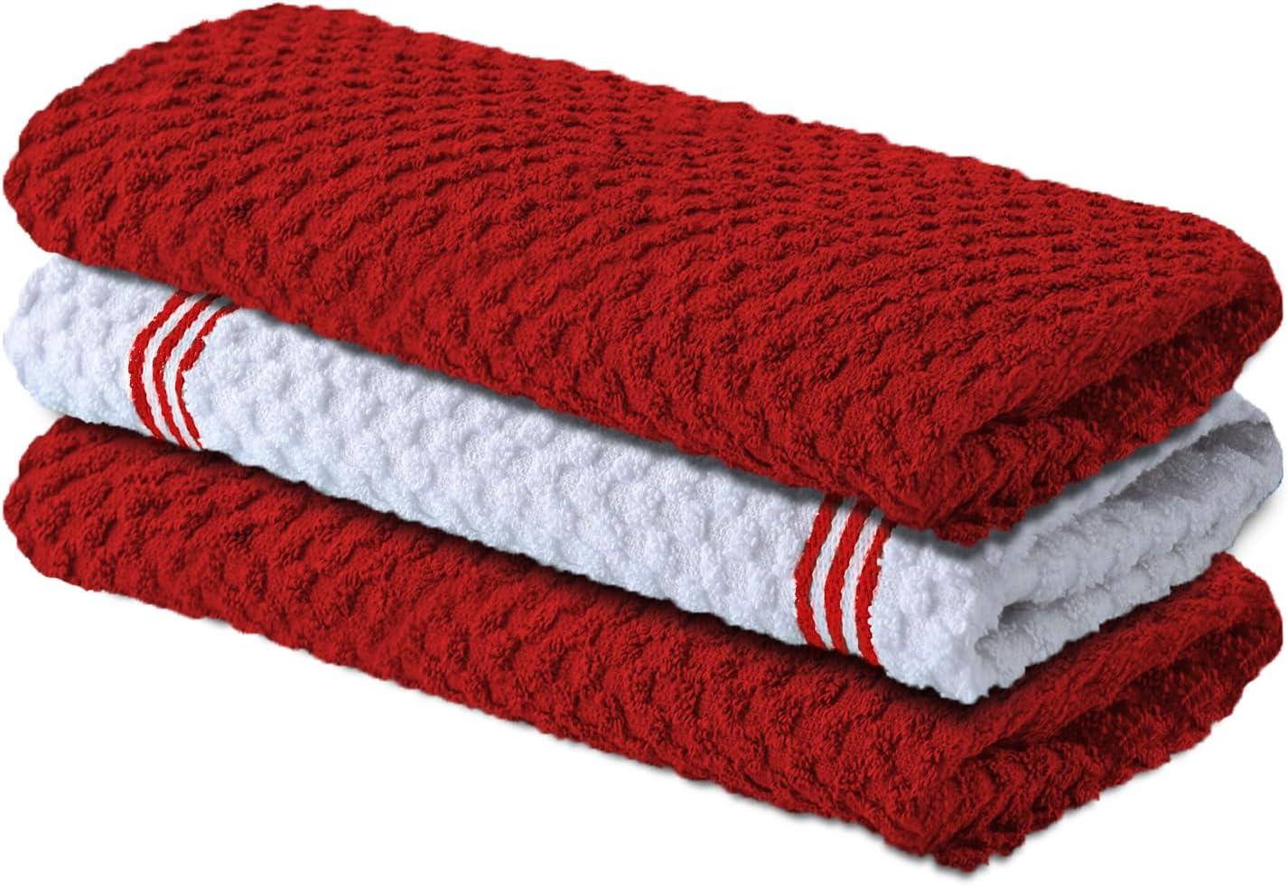 imageInfinitee Xclusives Premium Dish Cloth Red Pack of 4 100 Cotton 13 x 13 Inches Kitchen Cloth Premium Kitchen Rags Pack of 3 100 Cotton 15 x 25 Inches Absorbent Dish Rags
