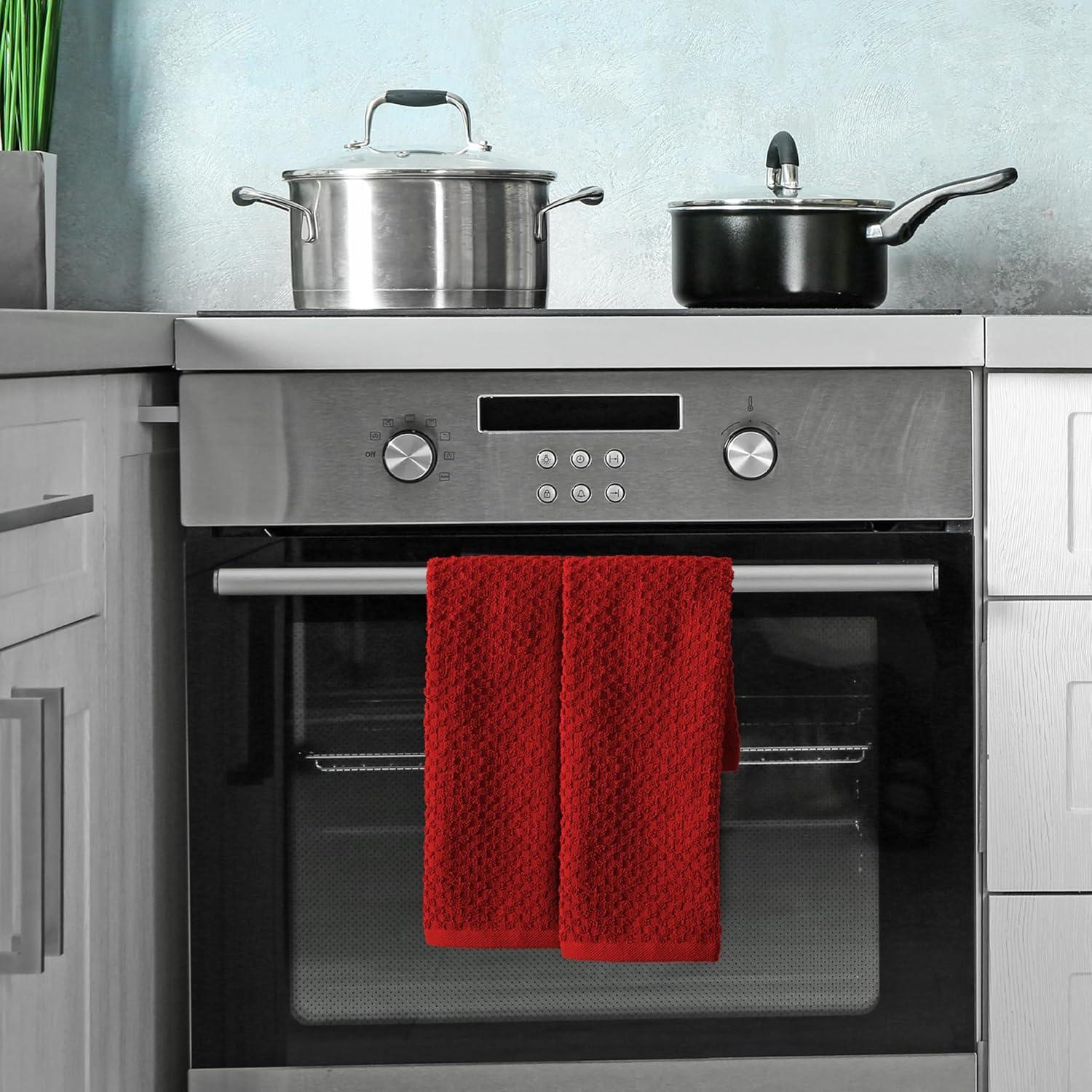 imageInfinitee Xclusives Premium Dish Cloth Red Pack of 4 100 Cotton 13 x 13 Inches Kitchen Cloth Premium Kitchen Rags Pack of 3 100 Cotton 15 x 25 Inches Absorbent Dish Rags