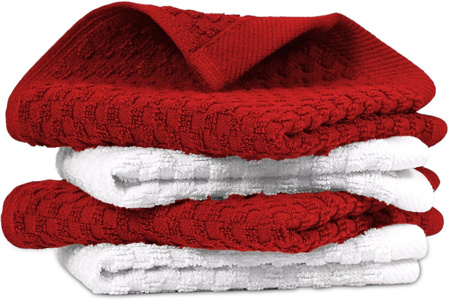 imageInfinitee Xclusives Premium Dish Cloth Red Pack of 4 100 Cotton 13 x 13 Inches Kitchen Cloth Premium Kitchen Rags Pack of 3 100 Cotton 15 x 25 Inches Absorbent Dish Rags