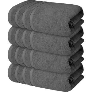 Infinitee Xclusives Luxury 100% Cotton Bath Towels Set of 4 – (27×54) Inches – Ultra Soft, Highly Absorbent, Towels for Bathroom – Hotel, Gym, Spa and Daily Use |Shadow Grey|