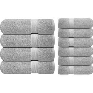 Infinitee Xclusives Premium Grey Bath Towels Set Pack of 4 + Hand Towels – Pack of 6 Highly Absorbent Durable Towels, Perfect for Daily Use
