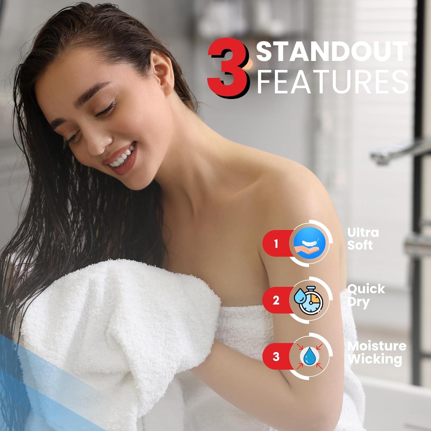 imageInfinitee Xclusives 2 Pack Premium Turkish Bath Towels Set 100 Cotton 27 x 54 Inches Lightweight and Highly Absorbent Quick Drying Large Bath Towels Perfect for Hotel Spa and Bathroom WhiteBright White
