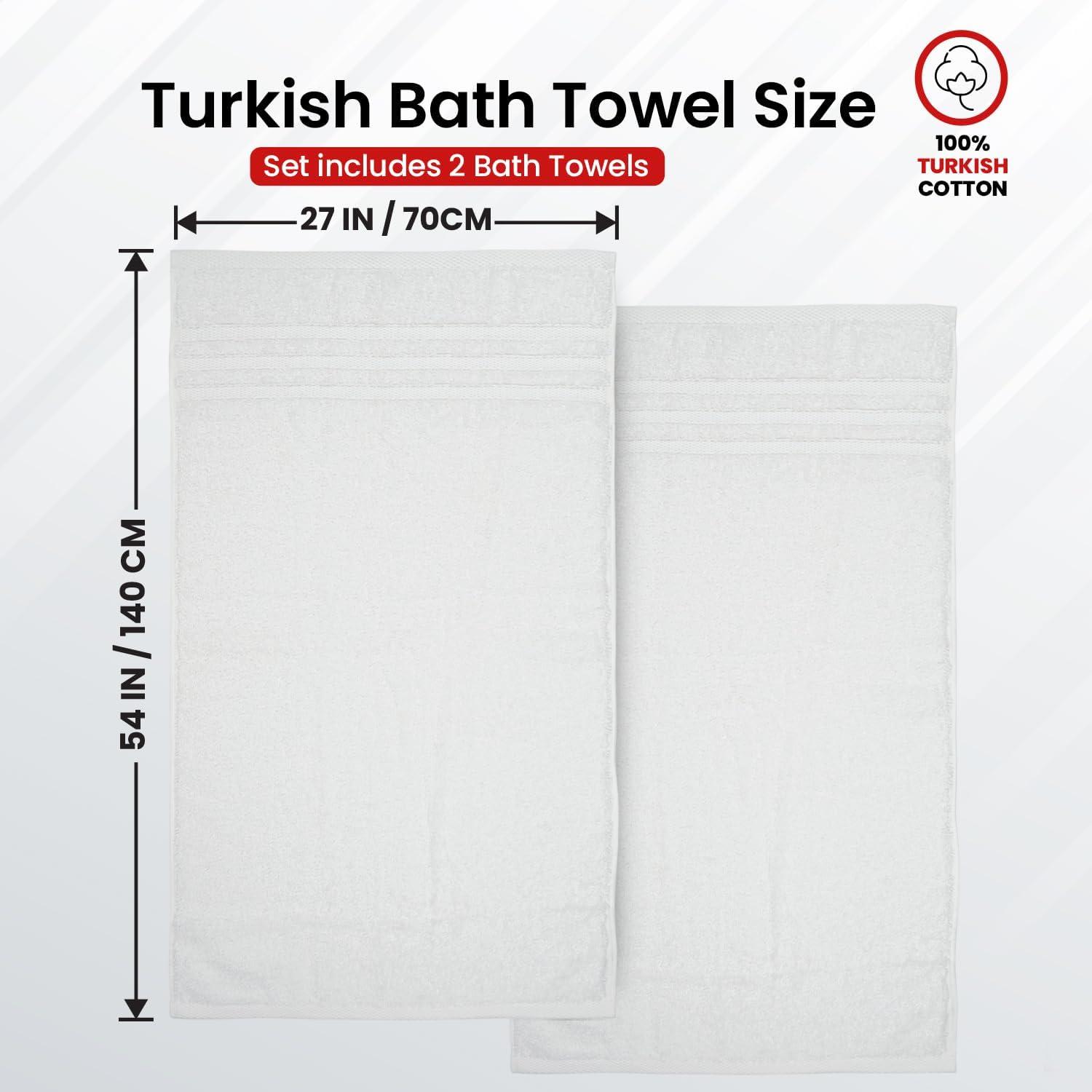 imageInfinitee Xclusives 2 Pack Premium Turkish Bath Towels Set 100 Cotton 27 x 54 Inches Lightweight and Highly Absorbent Quick Drying Large Bath Towels Perfect for Hotel Spa and Bathroom WhiteBright White
