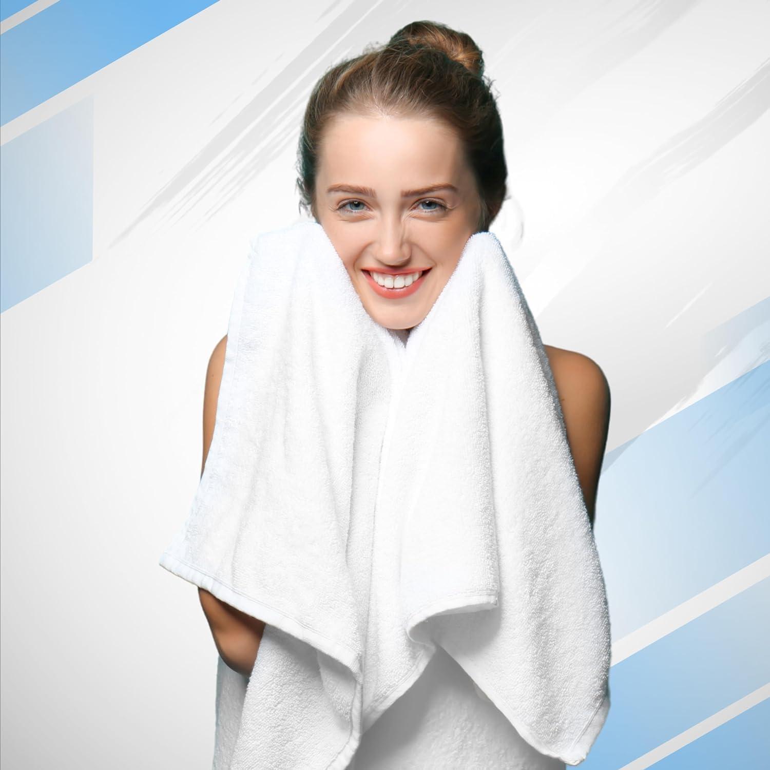 imageInfinitee Xclusives 2 Pack Premium Turkish Bath Towels Set 100 Cotton 27 x 54 Inches Lightweight and Highly Absorbent Quick Drying Large Bath Towels Perfect for Hotel Spa and Bathroom WhiteBright White
