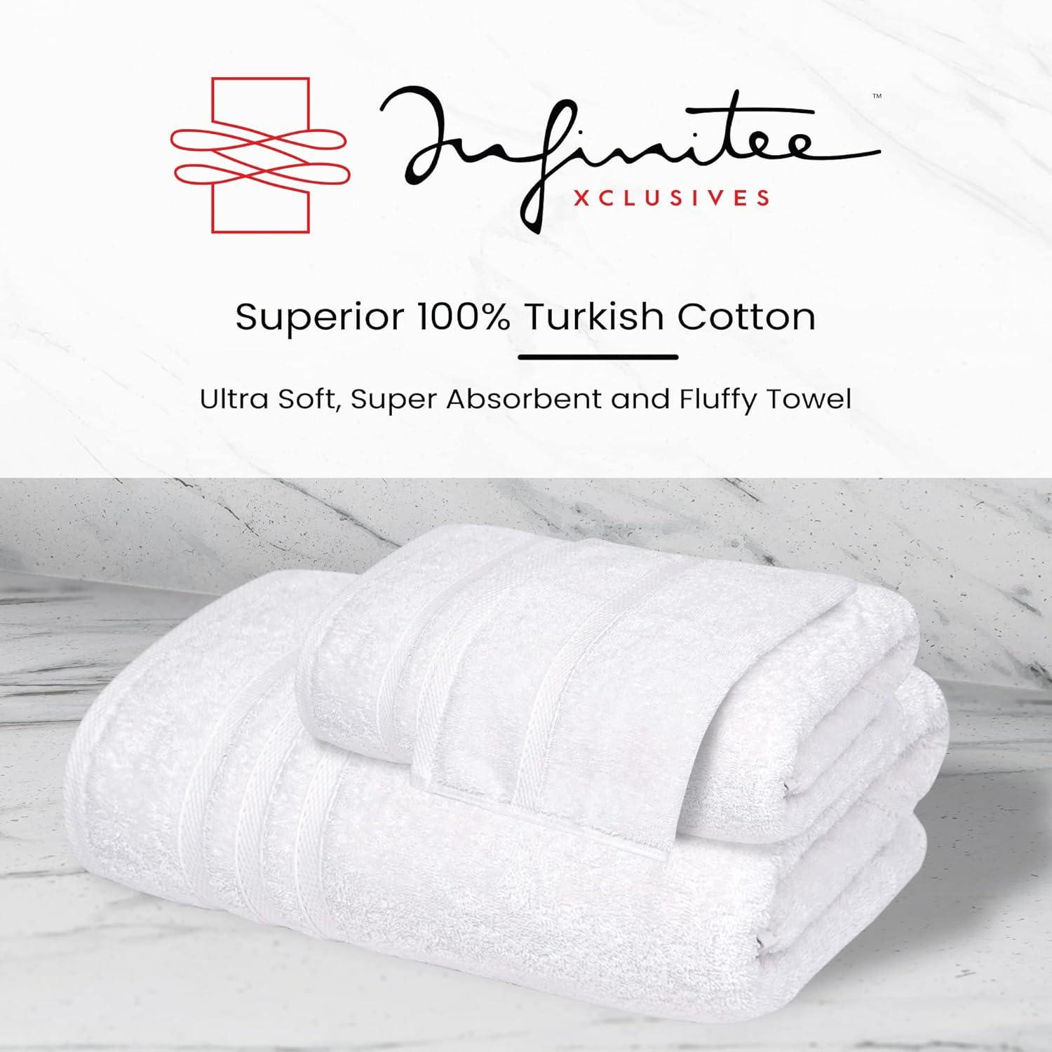 imageInfinitee Xclusives 2 Pack Premium Turkish Bath Towels Set 100 Cotton 27 x 54 Inches Lightweight and Highly Absorbent Quick Drying Large Bath Towels Perfect for Hotel Spa and Bathroom WhiteBright White