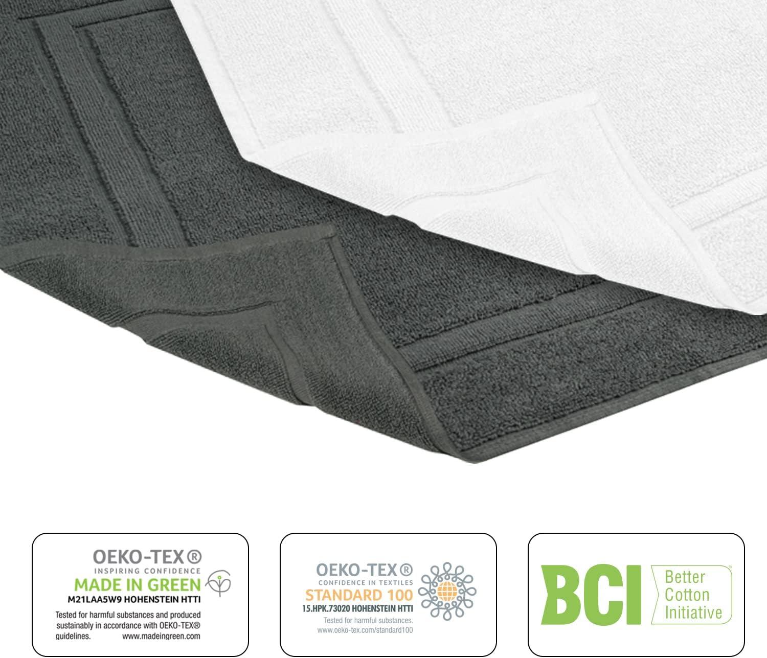 imageInfinitee Xclusives Premium White Bath Towels Set Pack of 8 100 Cotton Highly Absorbent 2 Bath Towels 2 Hand Towels and 4 Washcloths Cotton Banded White Bath Mats Pack of 2