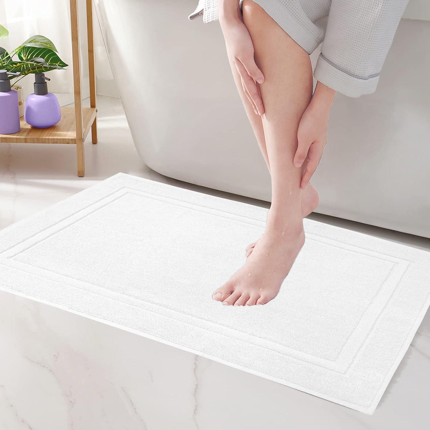 imageInfinitee Xclusives Premium White Bath Towels Set Pack of 8 100 Cotton Highly Absorbent 2 Bath Towels 2 Hand Towels and 4 Washcloths Cotton Banded White Bath Mats Pack of 2