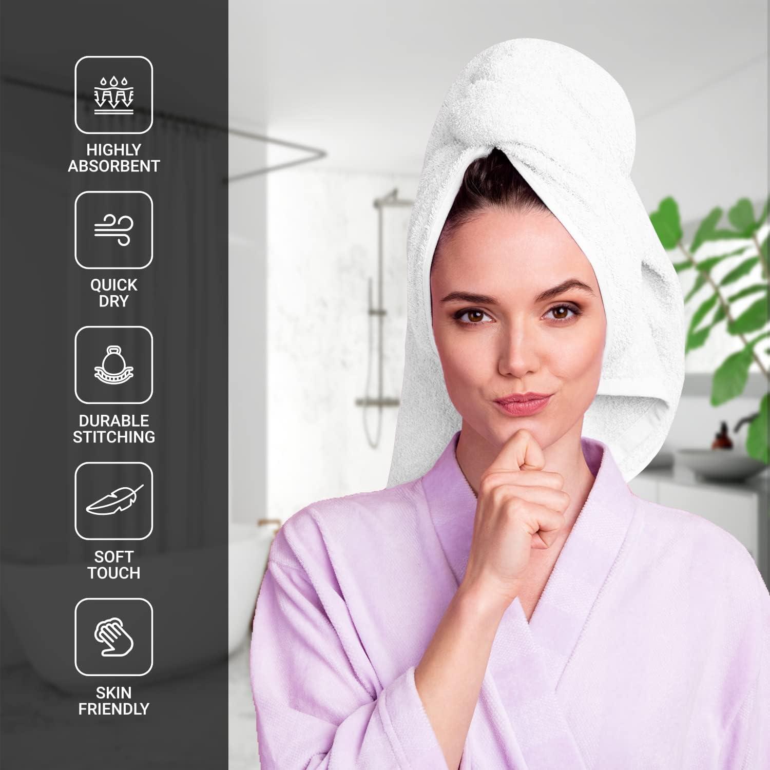 imageInfinitee Xclusives Premium White Bath Towels Set Pack of 8 100 Cotton Highly Absorbent 2 Bath Towels 2 Hand Towels and 4 Washcloths Cotton Banded White Bath Mats Pack of 2