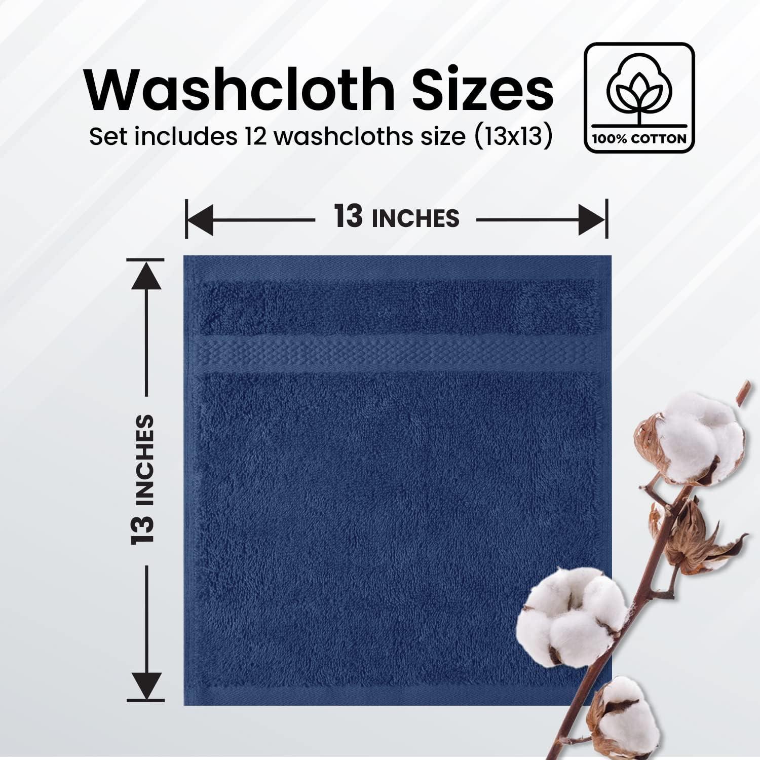 imageInfinitee Xclusives Premium Blue Kitchen Towels Pack of 6 100 Cotton 15 x 25 Inches Absorbent Dish Towels Washcloths Set Pack of 12 13x13 Inches 100 Cotton Wash Cloths
