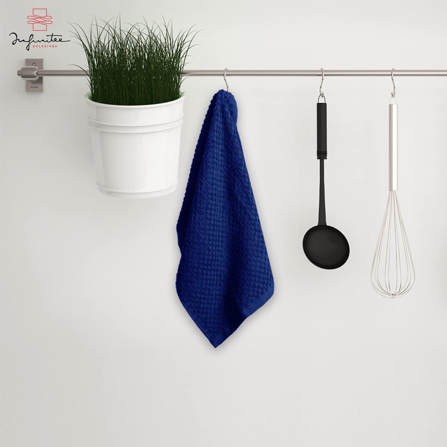 imageInfinitee Xclusives Premium Blue Kitchen Towels Pack of 6 100 Cotton 15 x 25 Inches Absorbent Dish Towels Washcloths Set Pack of 12 13x13 Inches 100 Cotton Wash Cloths