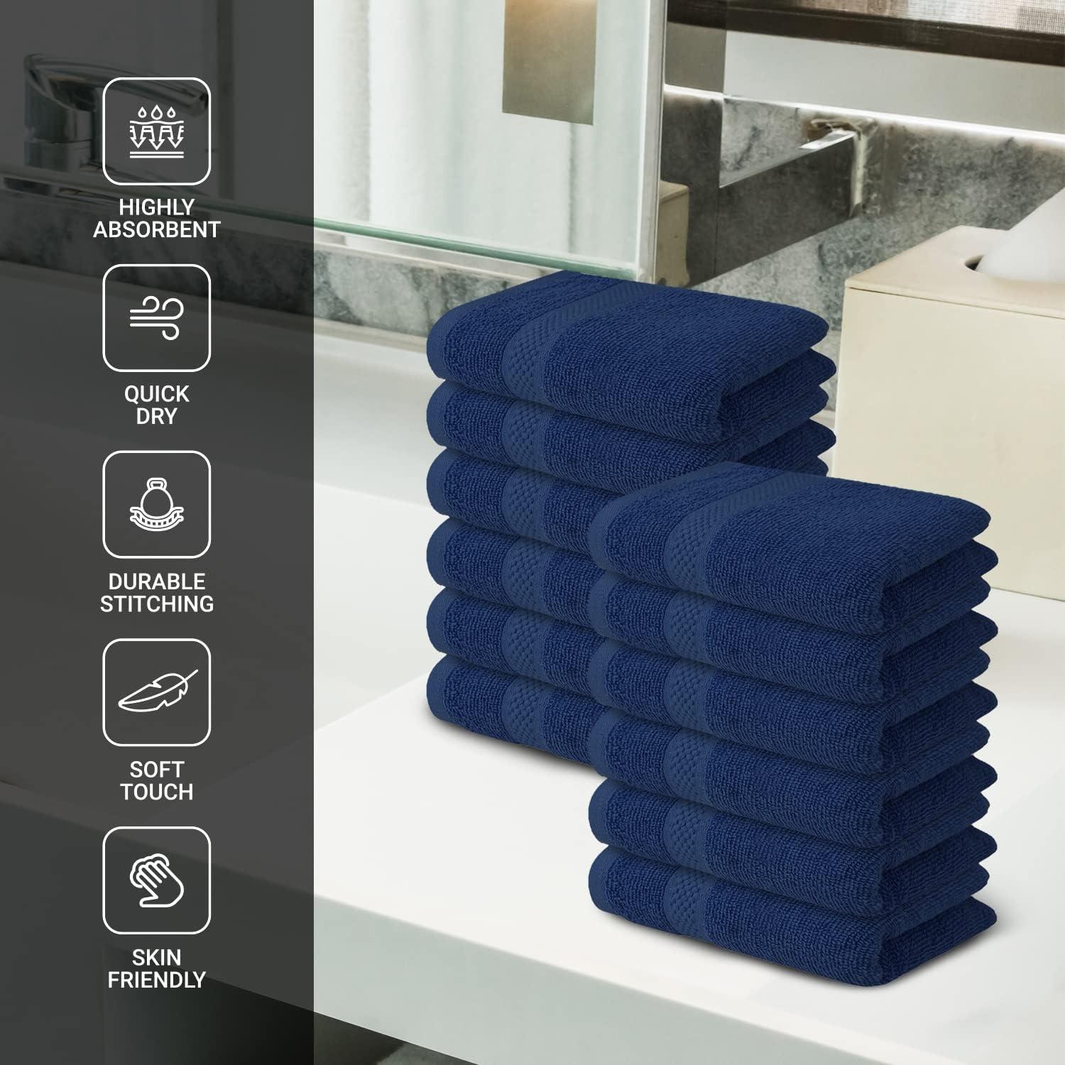 imageInfinitee Xclusives Premium Blue Kitchen Towels Pack of 6 100 Cotton 15 x 25 Inches Absorbent Dish Towels Washcloths Set Pack of 12 13x13 Inches 100 Cotton Wash Cloths